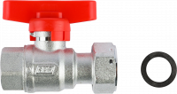 Кран шаровой FAR 1/2"-3/4", ВР-накидная гайка EPDM, красн. бабочка, хром